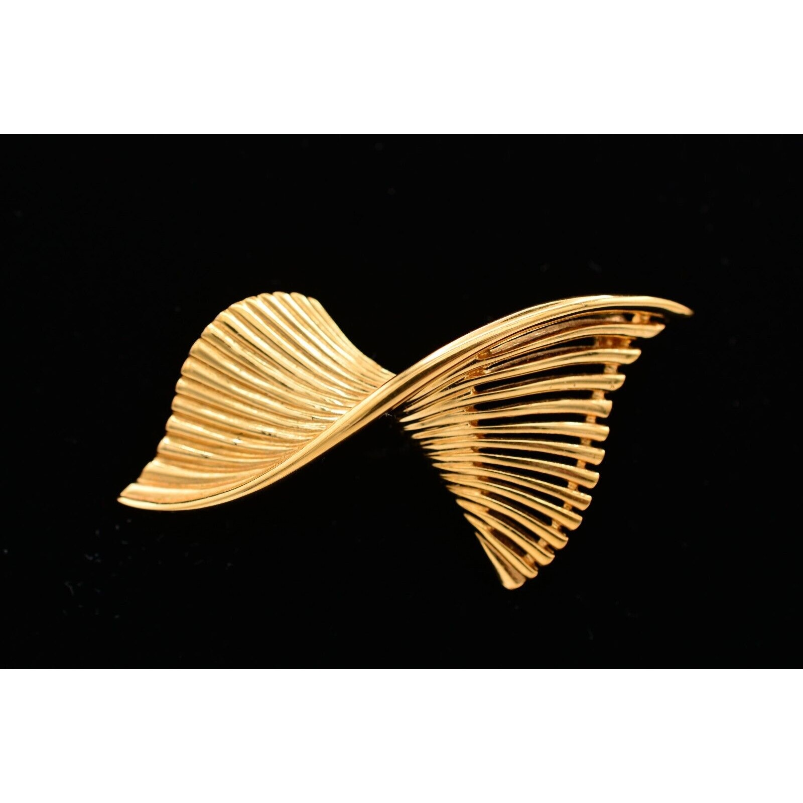 Nina Ricci Vintage Bow Pin Brooch Abstract Gold Tone Chunky Signed 1980s Binat 30$